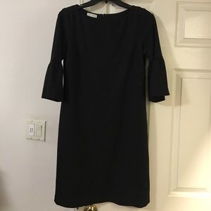 Black shift dress with bell sleeves
